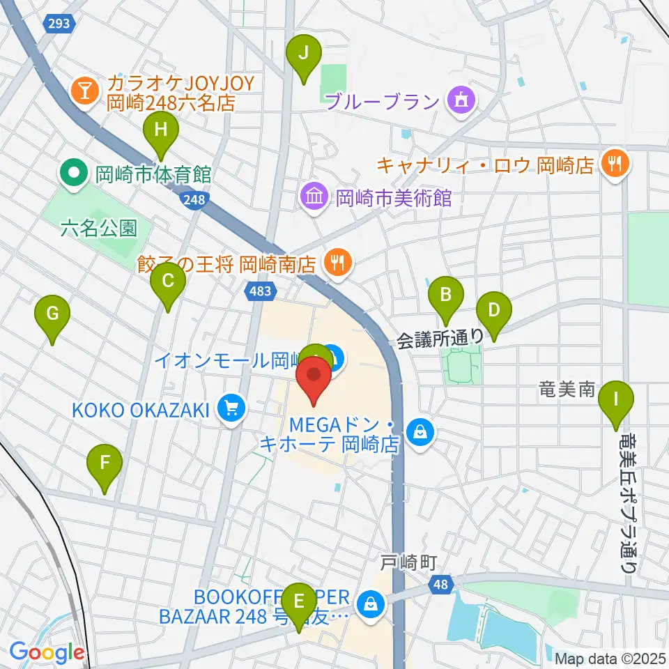 島村楽器イオンモール岡崎店周辺のコンビニエンスストア一覧地図