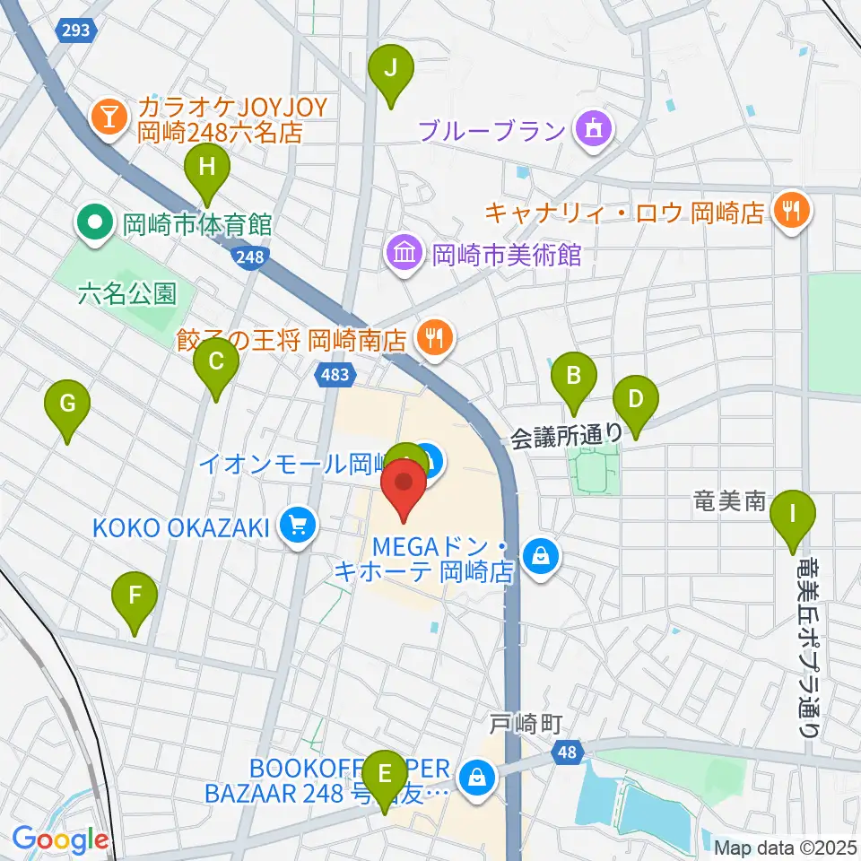 島村楽器イオンモール岡崎店周辺のコンビニエンスストア一覧地図