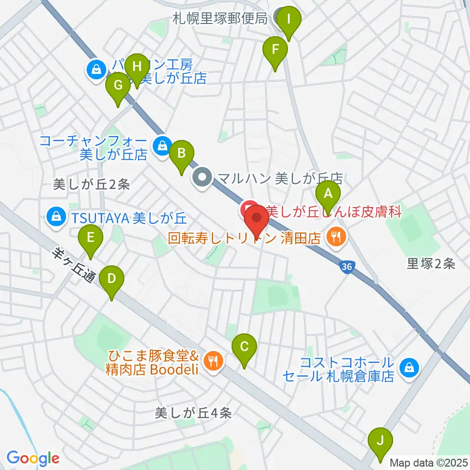 エルム楽器 美しが丘センター周辺のコンビニエンスストア一覧地図