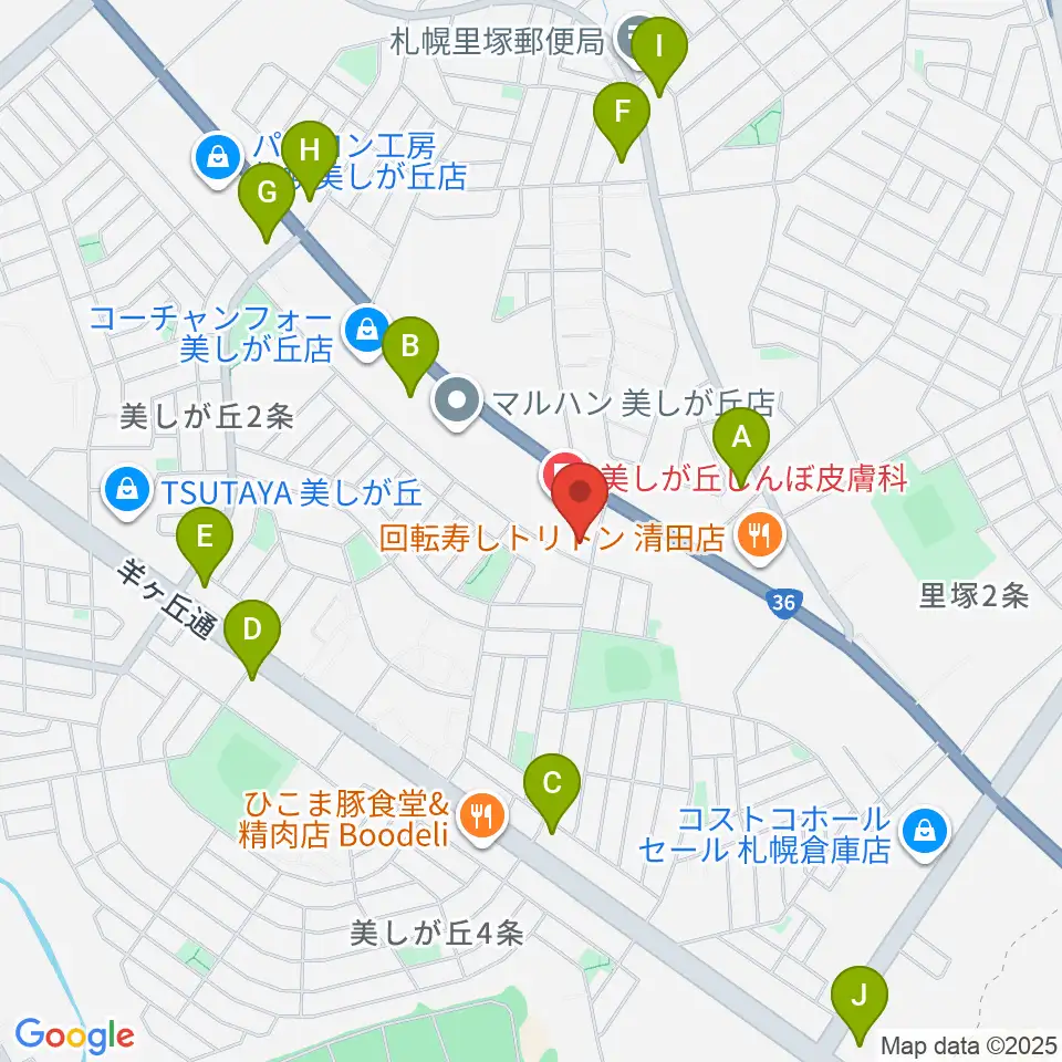 エルム楽器 美しが丘センター周辺のコンビニエンスストア一覧地図