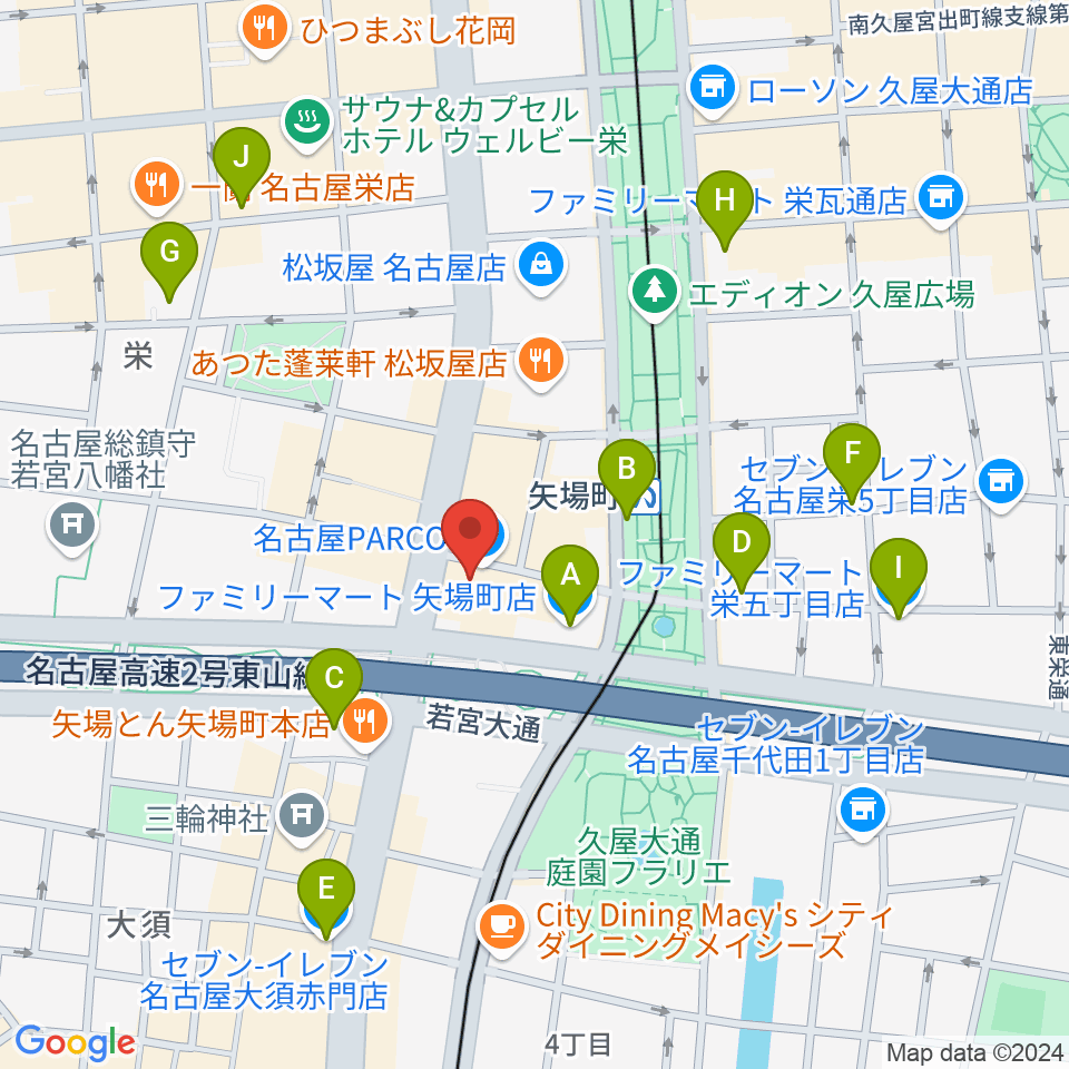 島村楽器 名古屋パルコ店  周辺のコンビニエンスストア一覧地図