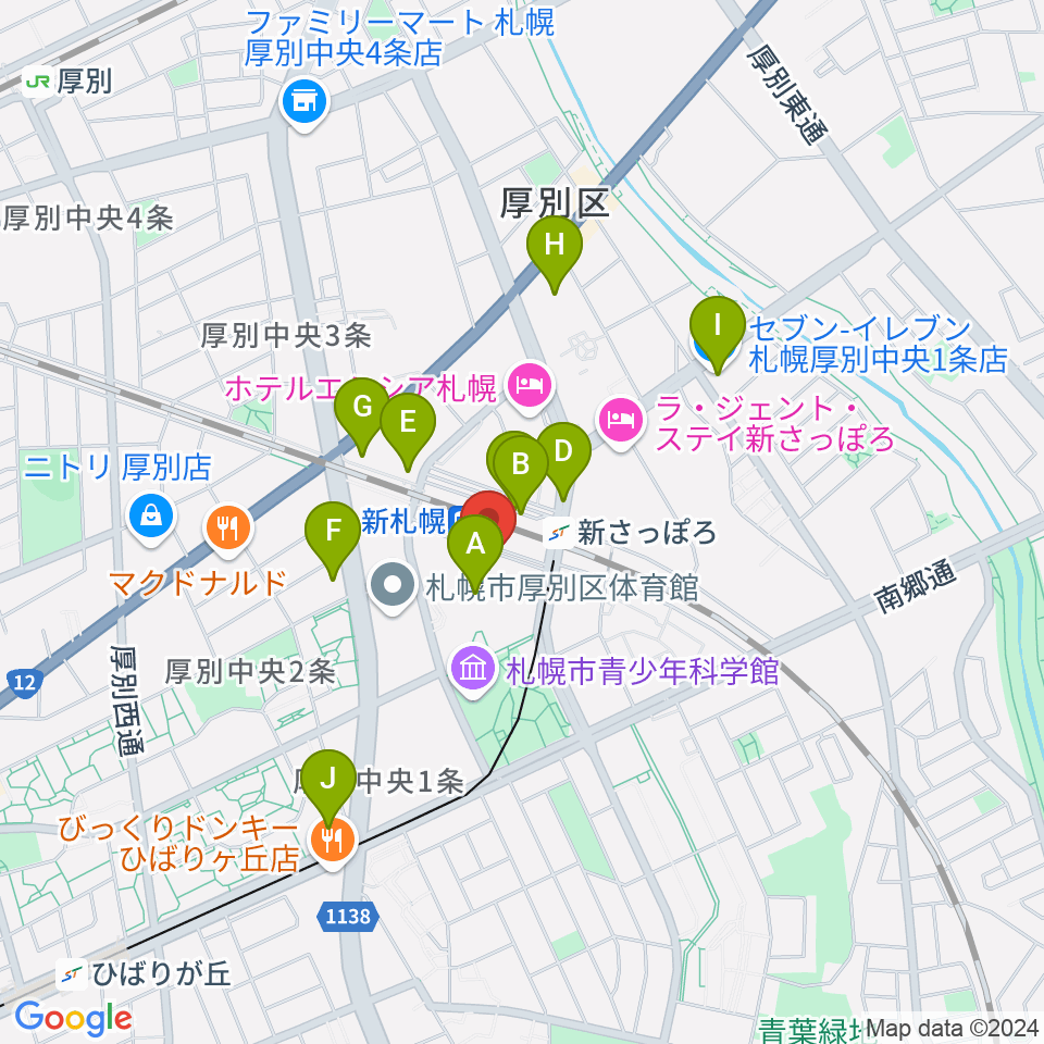 サンピアザセンター ヤマハミュージック周辺のコンビニエンスストア一覧地図