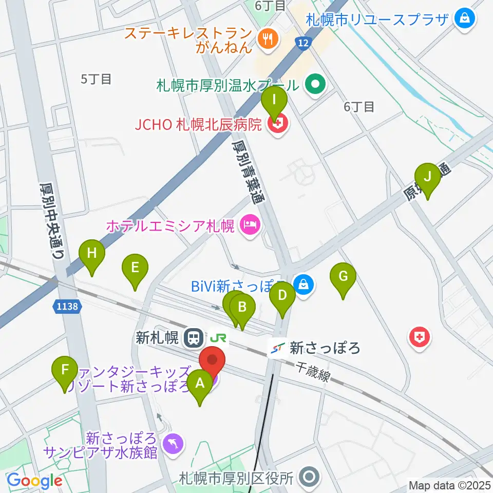 サンピアザセンター ヤマハミュージック周辺のコンビニエンスストア一覧地図
