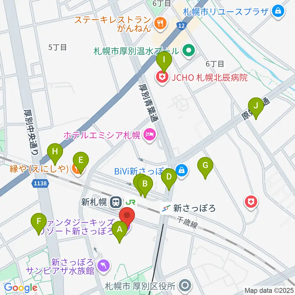 サンピアザセンター ヤマハミュージック周辺のコンビニエンスストア一覧地図