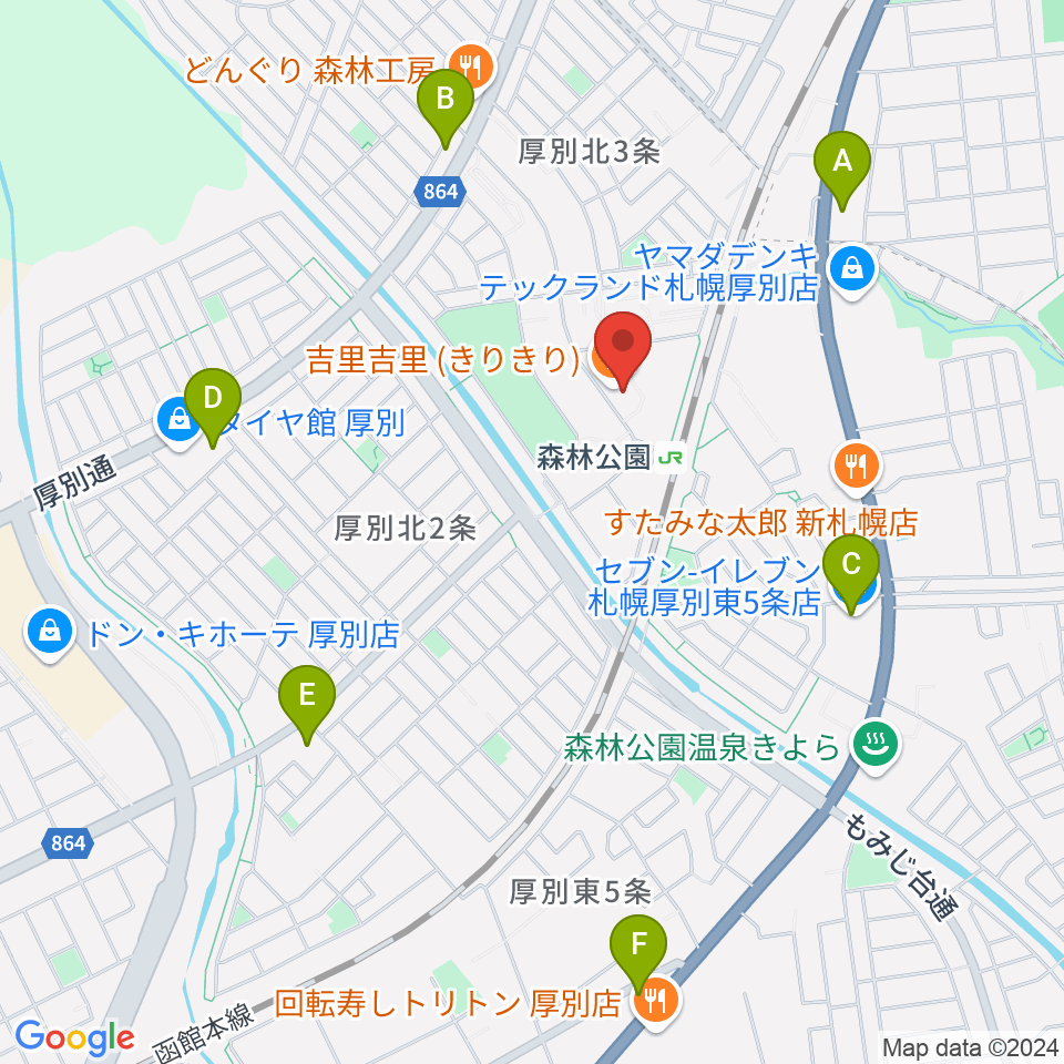 森林公園音楽センター ヤマハミュージック周辺のコンビニエンスストア一覧地図