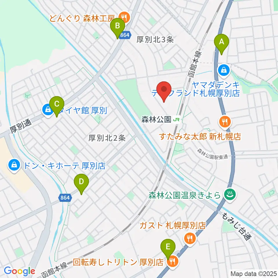 森林公園音楽センター ヤマハミュージック周辺のコンビニエンスストア一覧地図