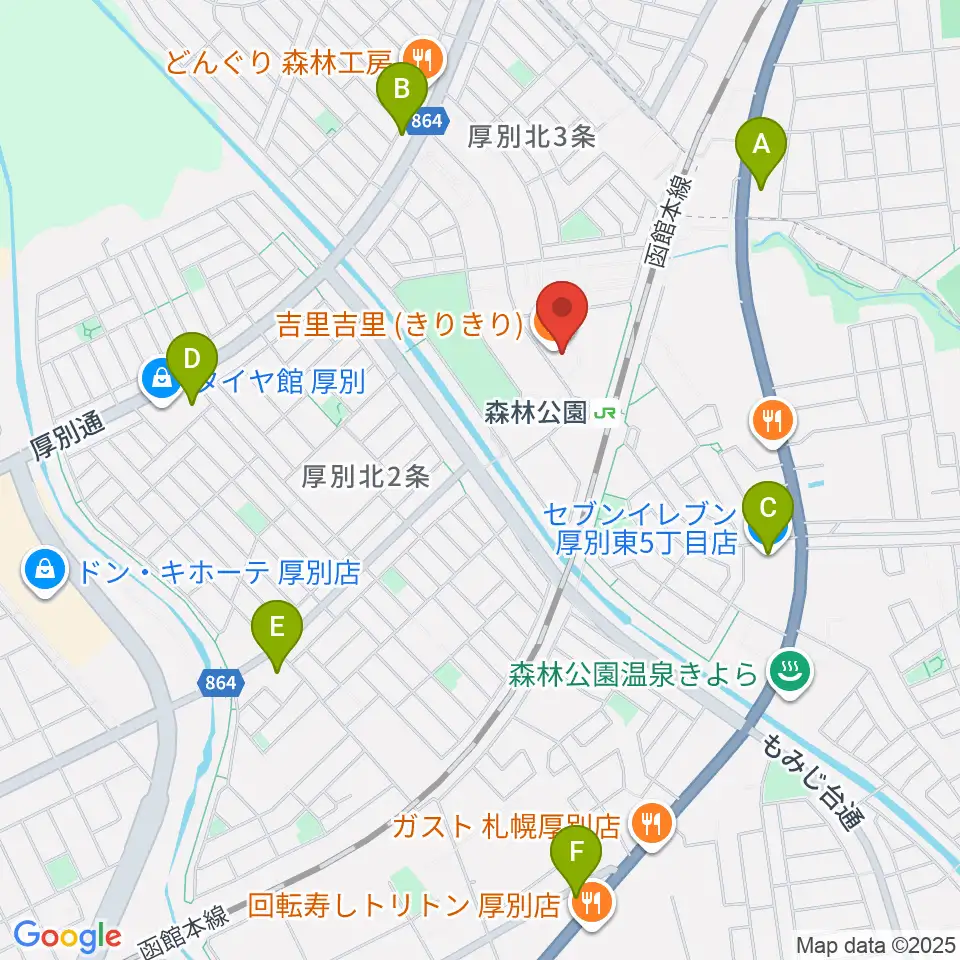 森林公園音楽センター ヤマハミュージック周辺のコンビニエンスストア一覧地図
