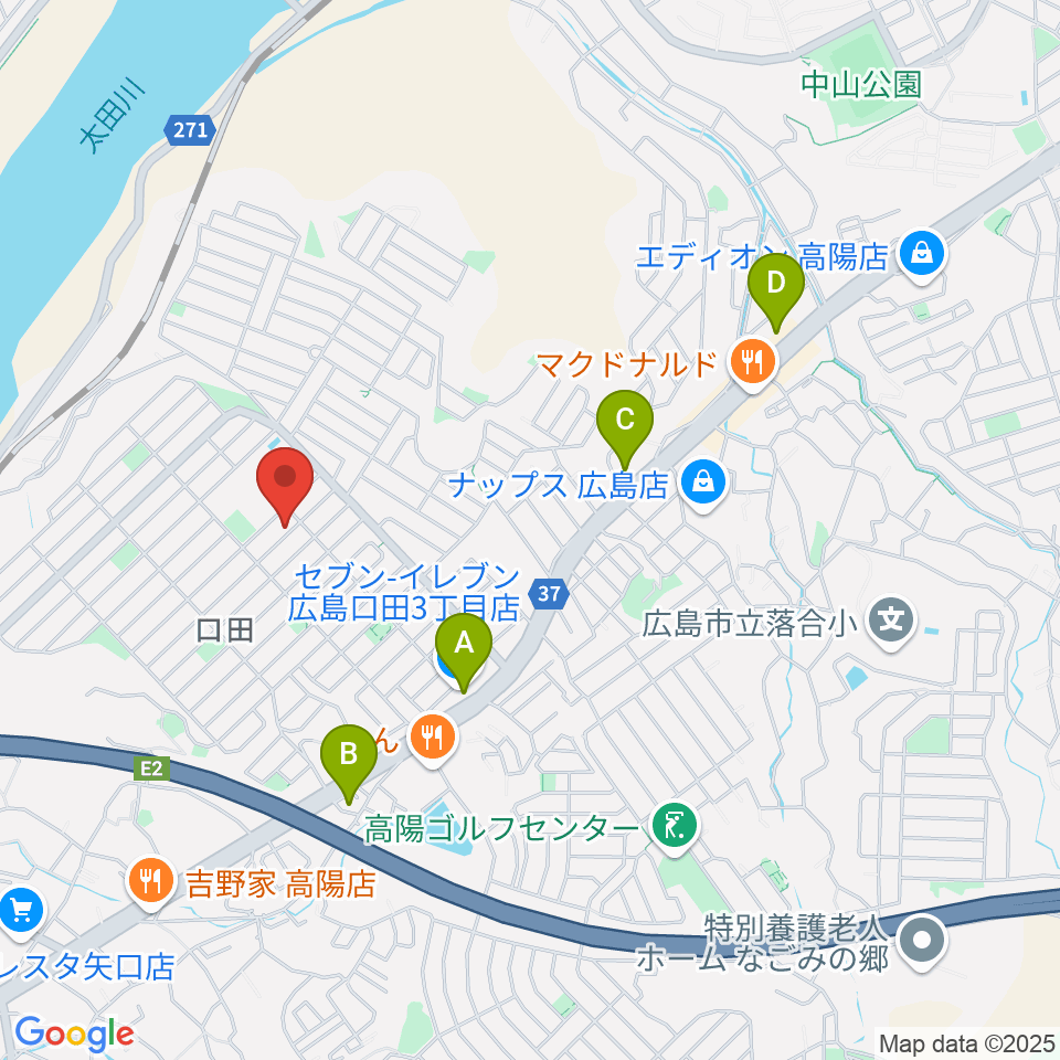 ミュージックウィング広島音楽教室周辺のコンビニエンスストア一覧地図