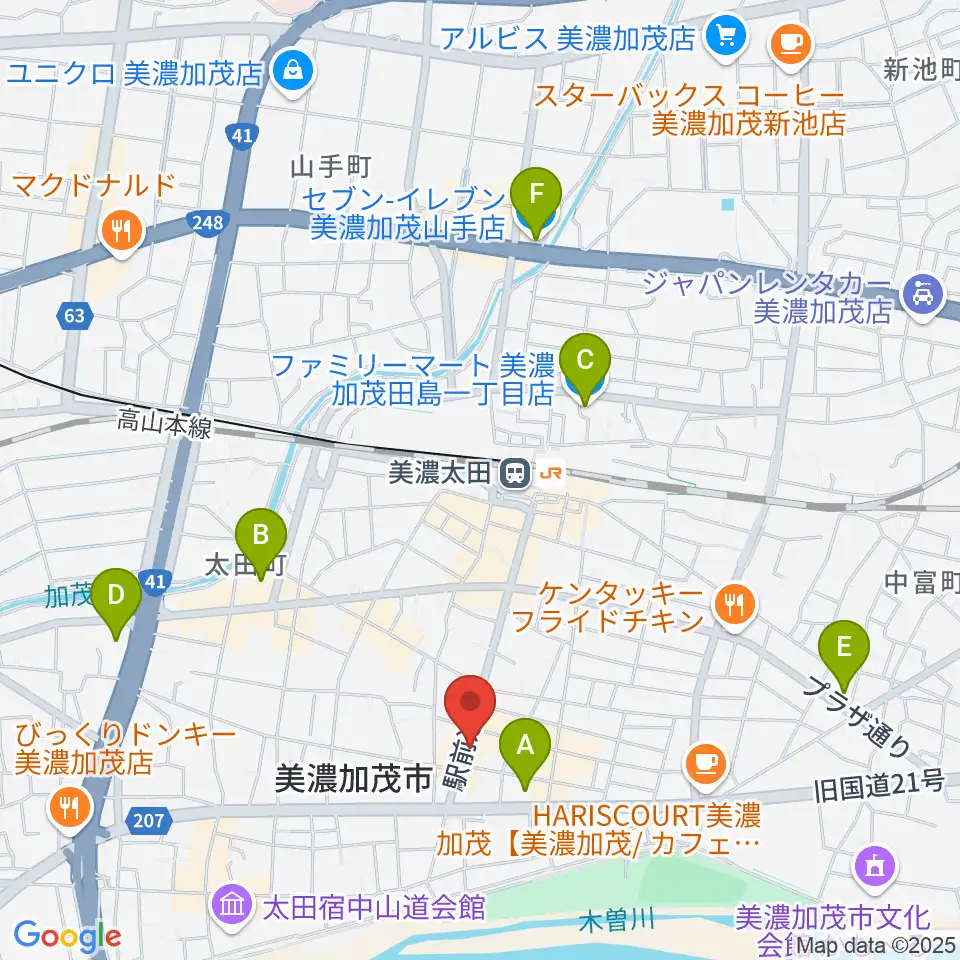 加茂ブラザーミュージックセンター周辺のコンビニエンスストア一覧地図