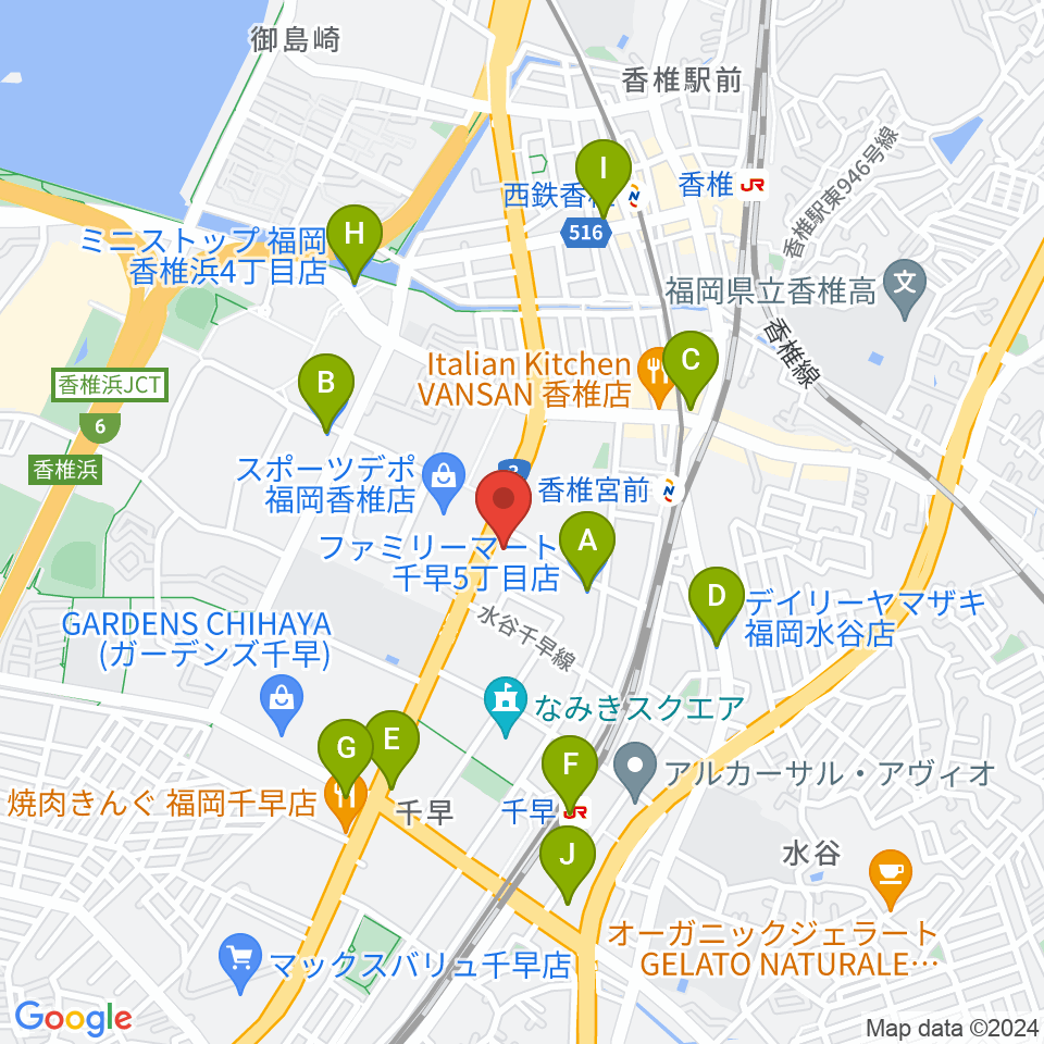 ミュージックメイト福岡周辺のコンビニエンスストア一覧地図