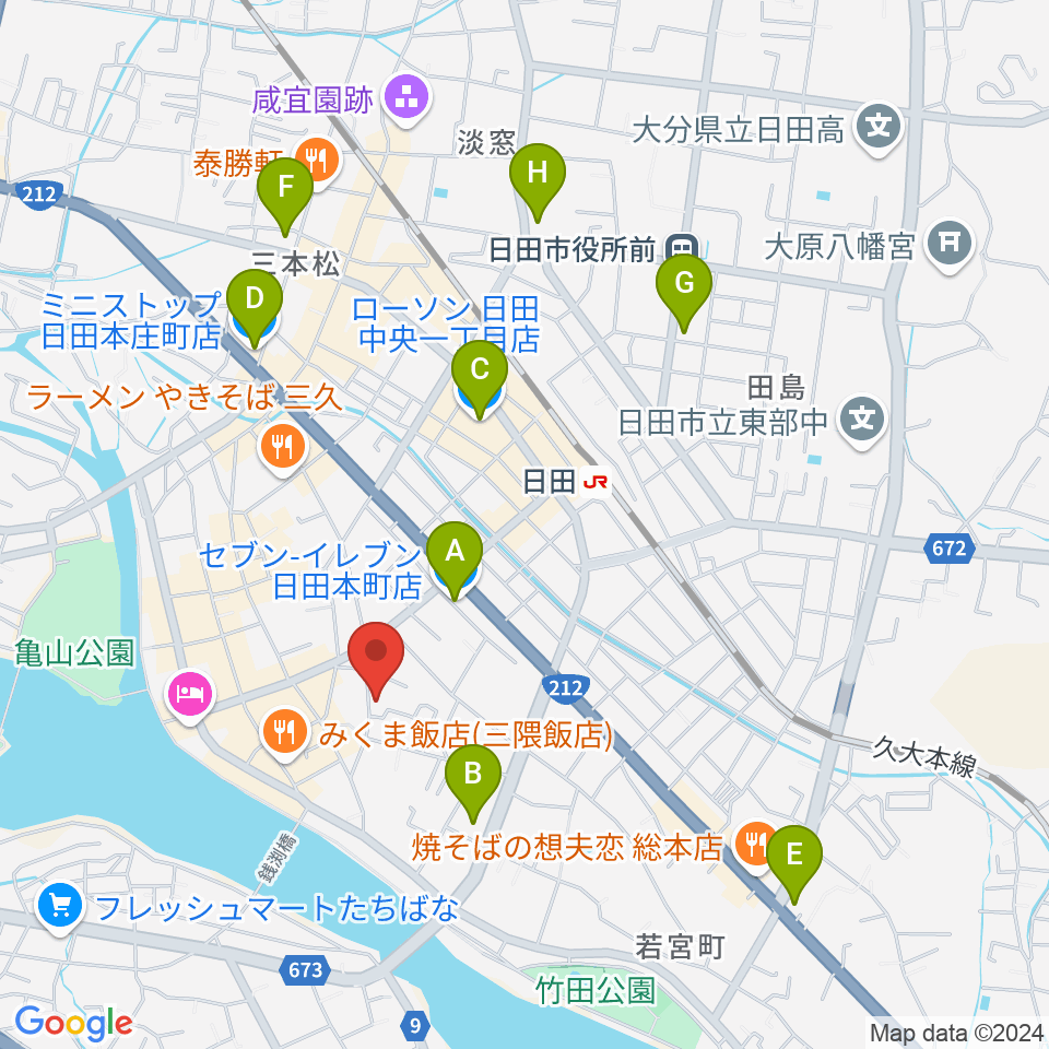 シミズ楽器 音楽教室周辺のコンビニエンスストア一覧地図