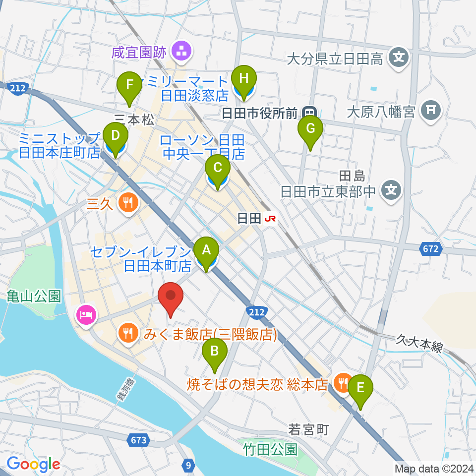 シミズ楽器 音楽教室周辺のコンビニエンスストア一覧地図