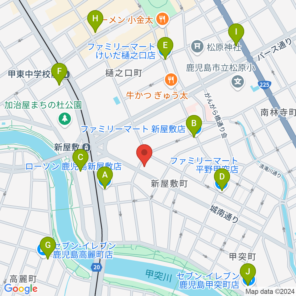 鹿児島音楽教室周辺のコンビニエンスストア一覧地図