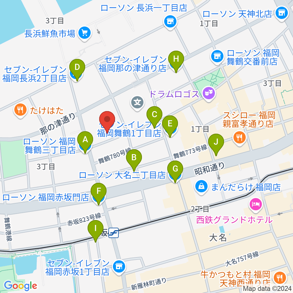 あいれふホール周辺のコンビニエンスストア一覧地図