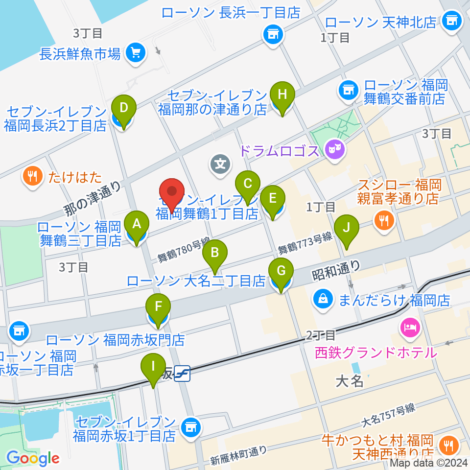 あいれふホール周辺のコンビニエンスストア一覧地図