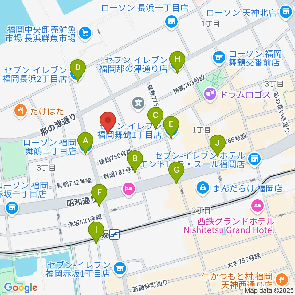 あいれふホール周辺のコンビニエンスストア一覧地図
