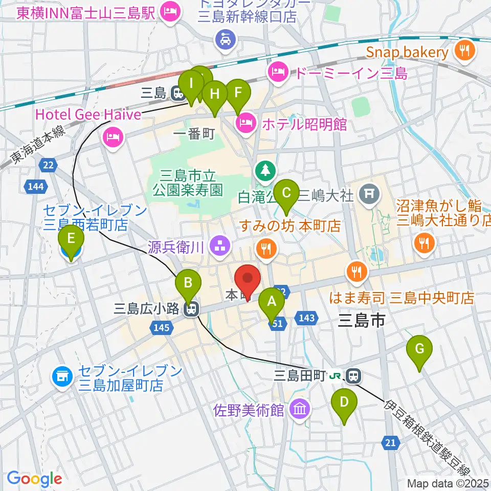 やまがた楽器店周辺のコンビニエンスストア一覧地図