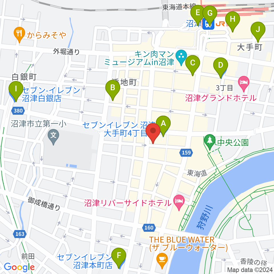 タンザワ楽器 沼津本店周辺のコンビニエンスストア一覧地図