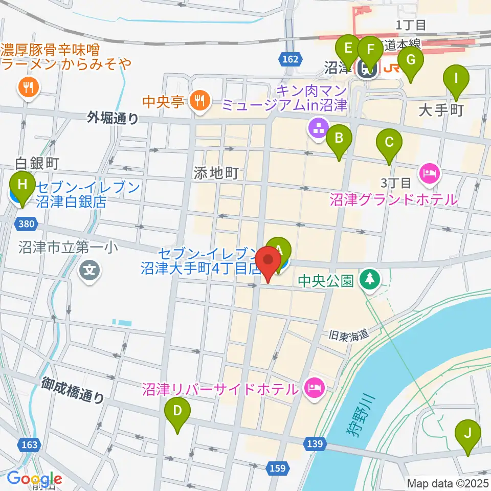 タンザワ楽器 沼津本店周辺のコンビニエンスストア一覧地図