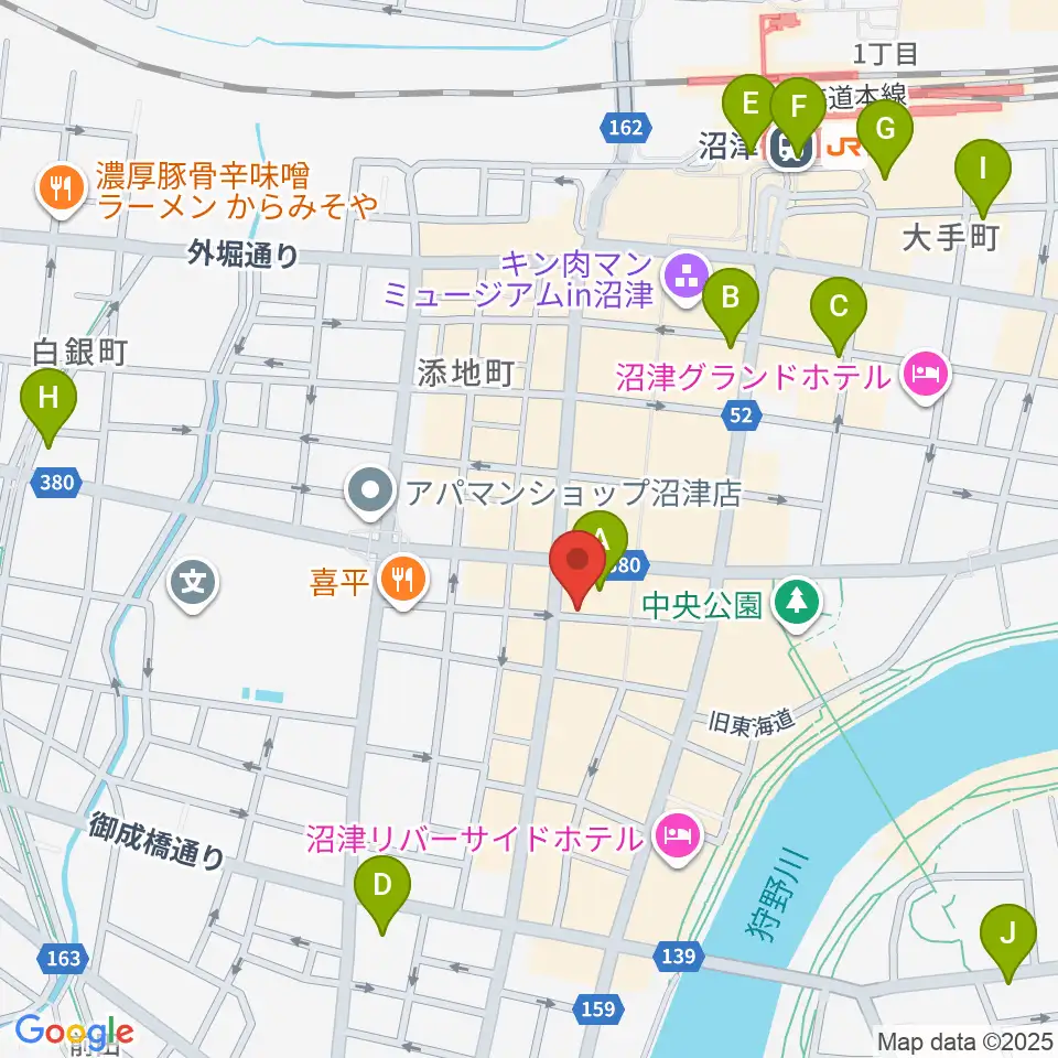タンザワ楽器 沼津本店周辺のコンビニエンスストア一覧地図