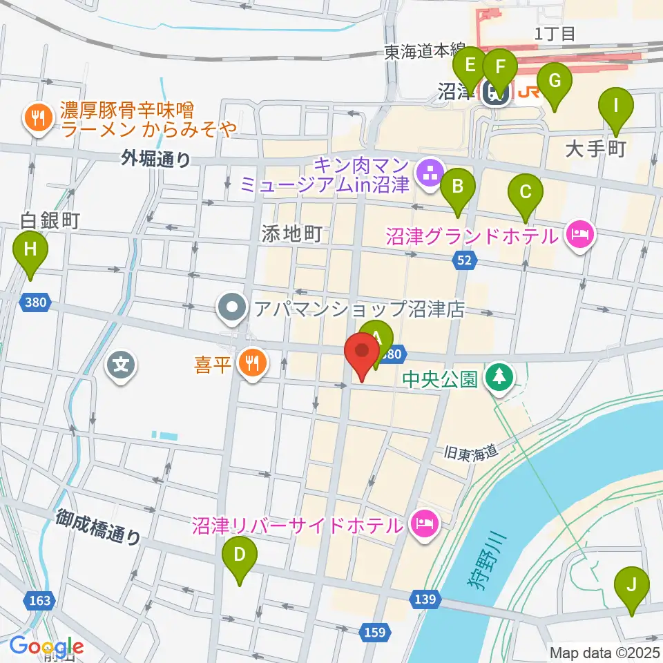 タンザワ楽器 沼津本店周辺のコンビニエンスストア一覧地図