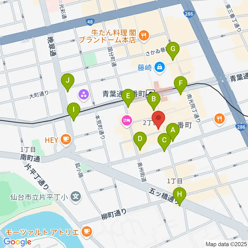 ヤマハミュージック 仙台店周辺のコンビニエンスストア一覧地図