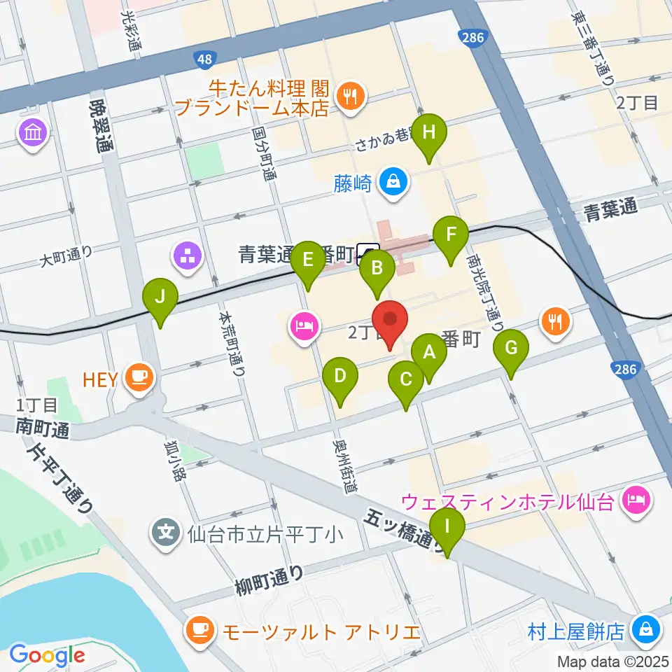 ヤマハミュージック 仙台店周辺のコンビニエンスストア一覧地図