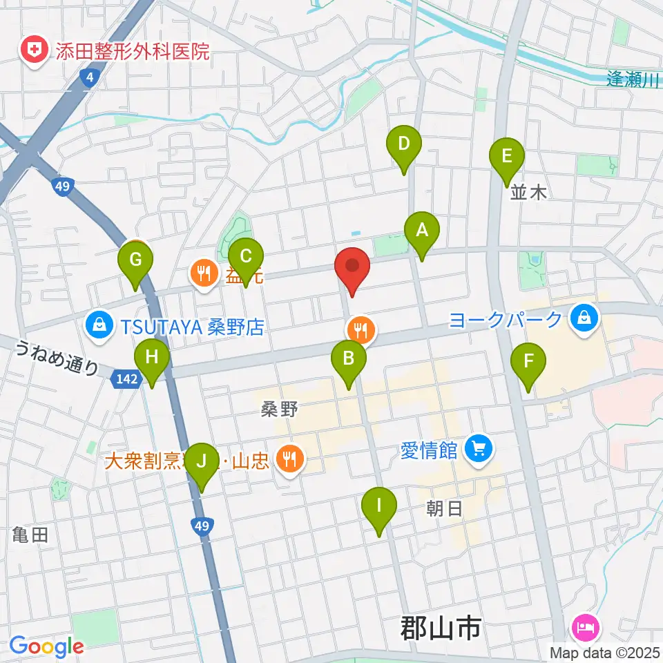 ヤマハミュージック 郡山店周辺のコンビニエンスストア一覧地図