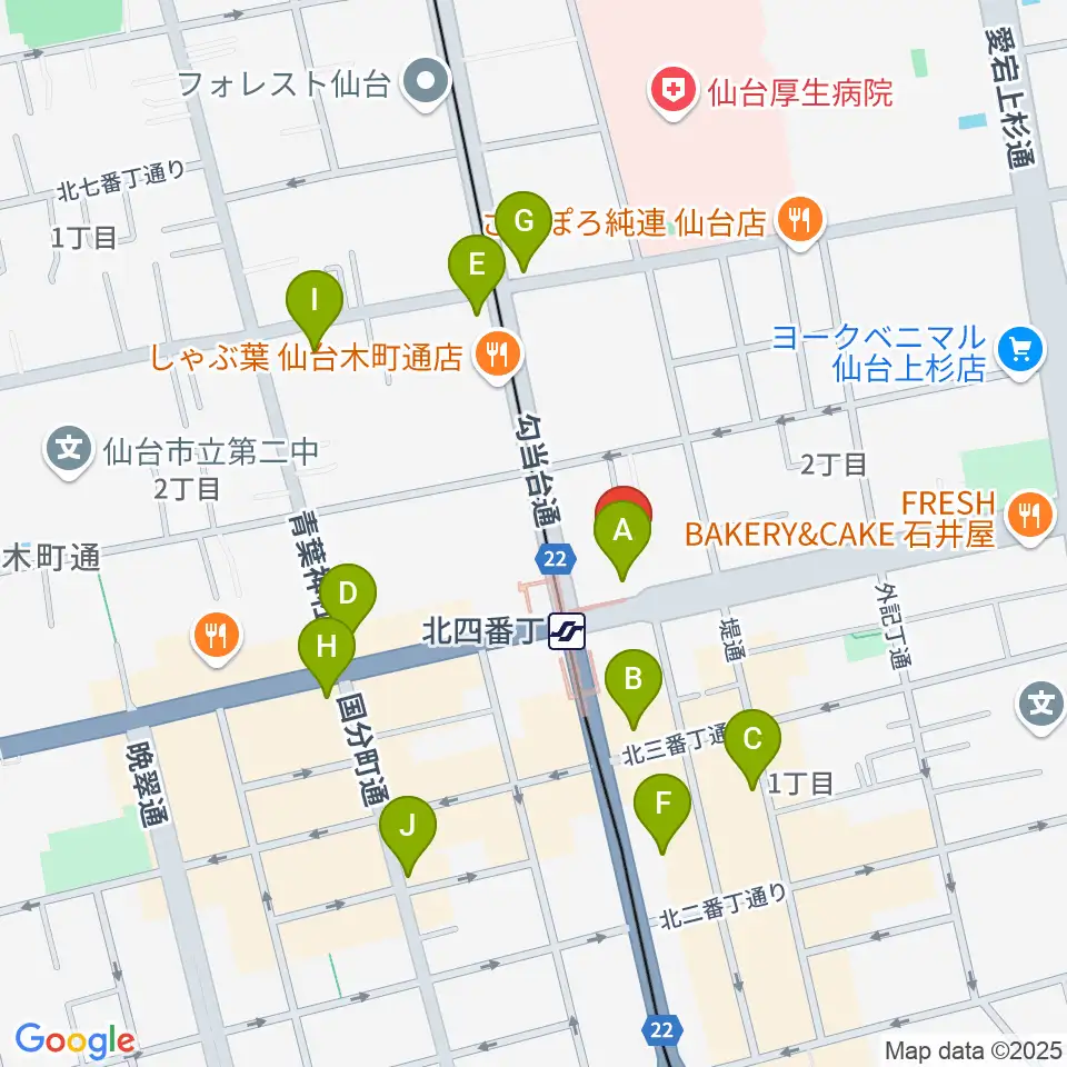 仙台センター ヤマハミュージック周辺のコンビニエンスストア一覧地図