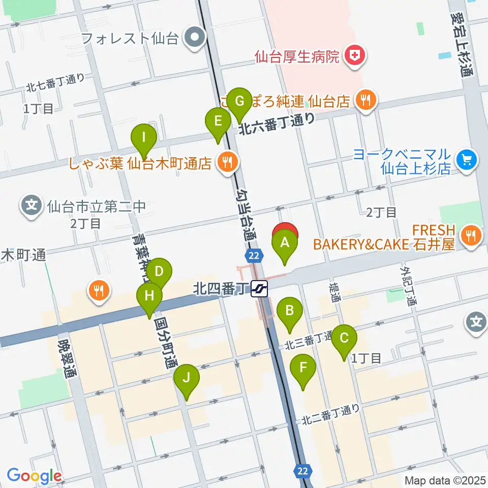 仙台センター ヤマハミュージック周辺のコンビニエンスストア一覧地図