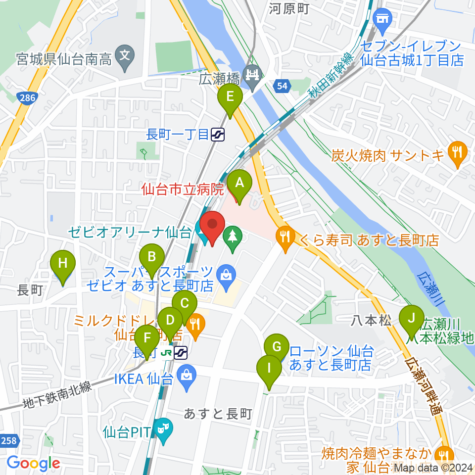 長町センター ヤマハミュージック周辺のコンビニエンスストア一覧地図