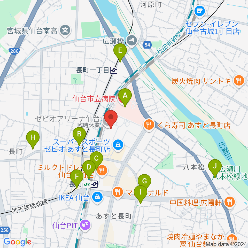 長町センター ヤマハミュージック周辺のコンビニエンスストア一覧地図