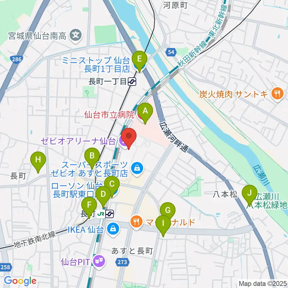 長町センター ヤマハミュージック周辺のコンビニエンスストア一覧地図
