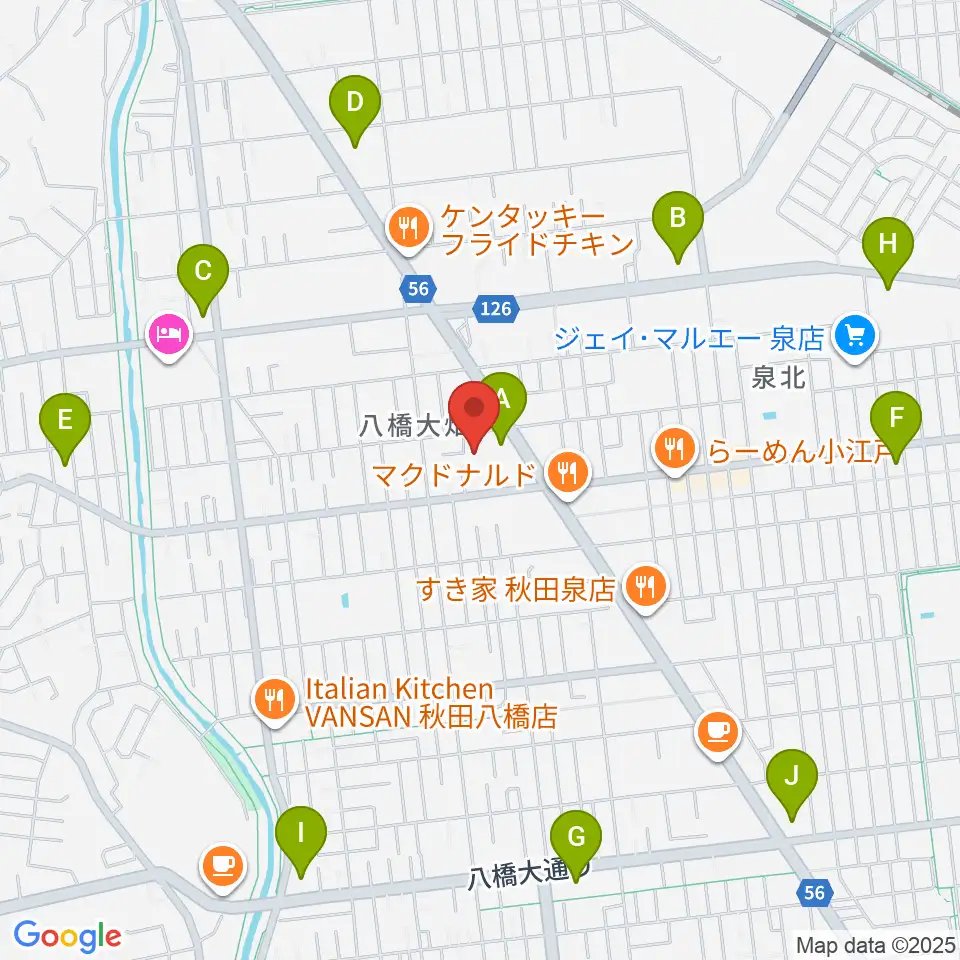 秋田北センター ヤマハミュージック周辺のコンビニエンスストア一覧地図