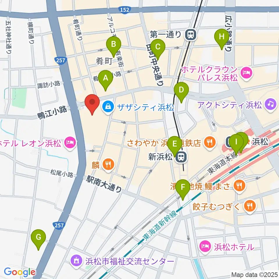 クエストミュージック浜松ザザシティ店周辺のコンビニエンスストア一覧地図