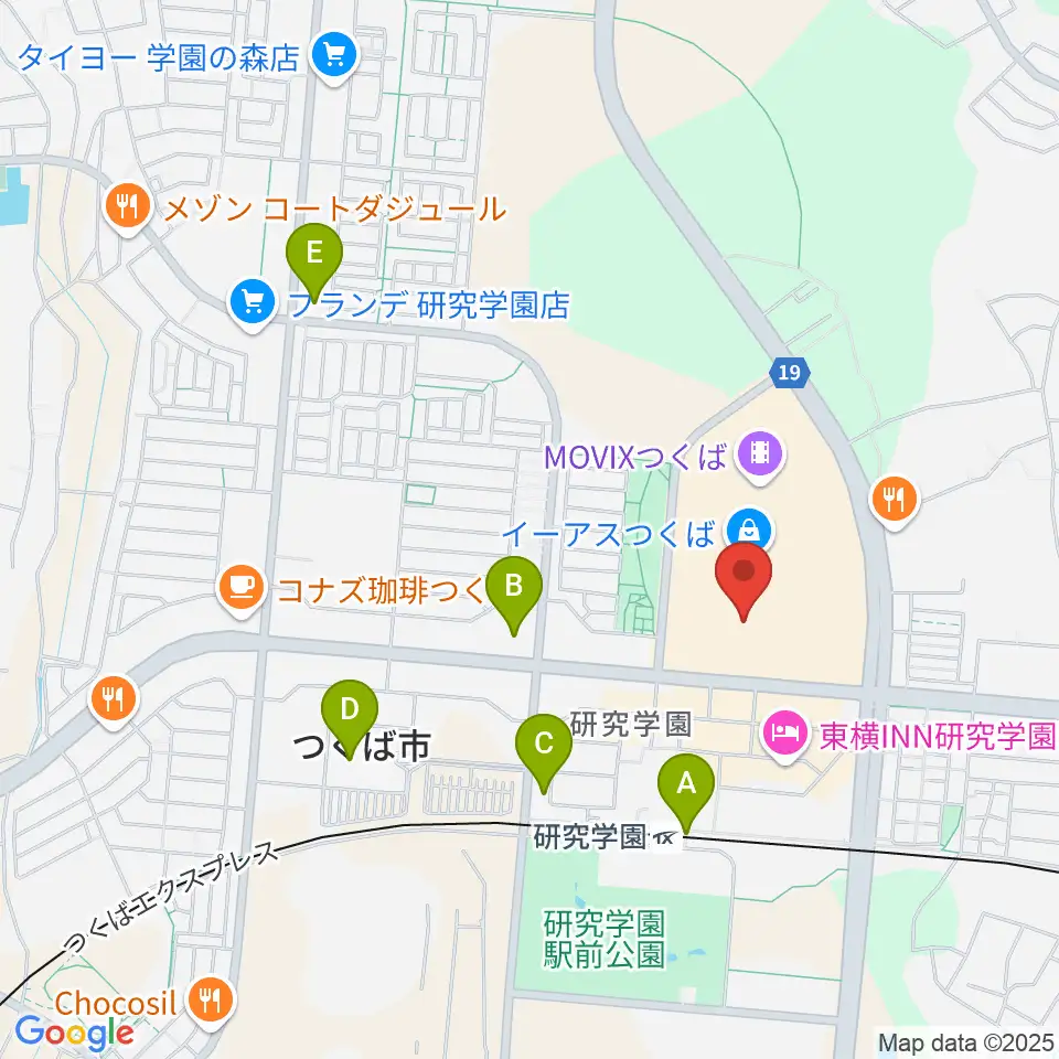 ヤマハミュージックスクエアつくば周辺のコンビニエンスストア一覧地図
