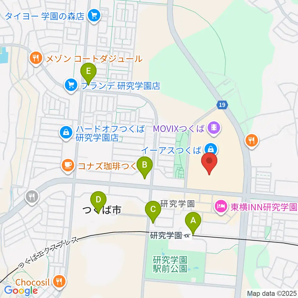 ヤマハミュージックスクエアつくば周辺のコンビニエンスストア一覧地図