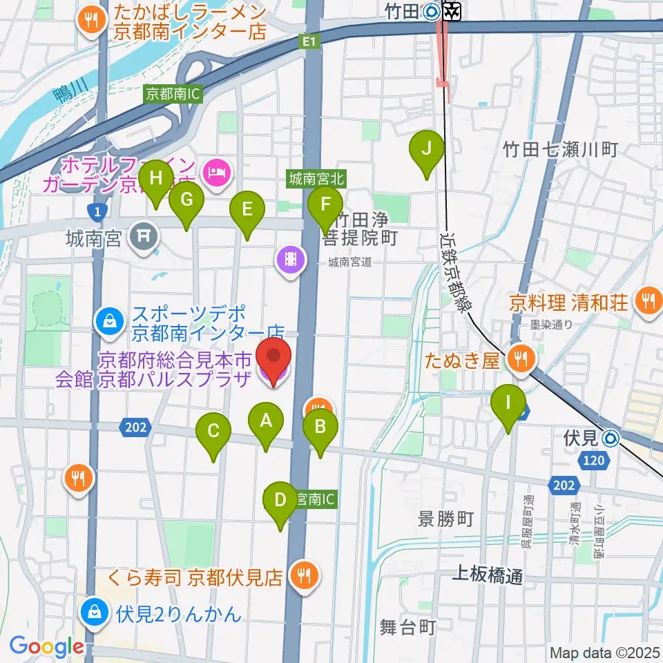 京都パルスプラザ周辺のコンビニエンスストア一覧地図