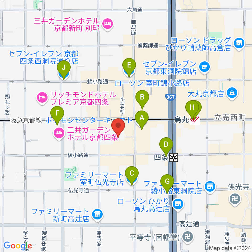 洗心館こころホール周辺のコンビニエンスストア一覧地図