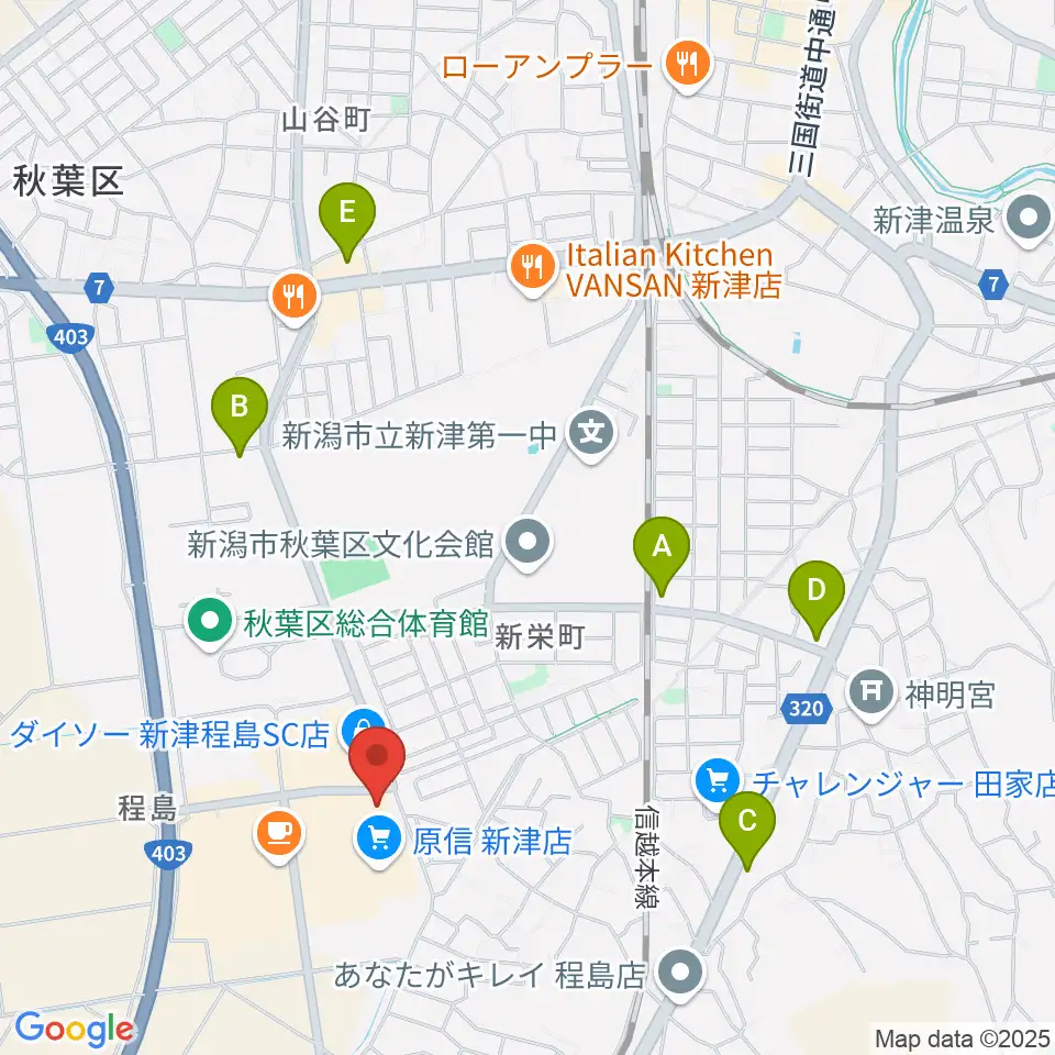 新津総合センター ヤマハミュージック周辺のコンビニエンスストア一覧地図