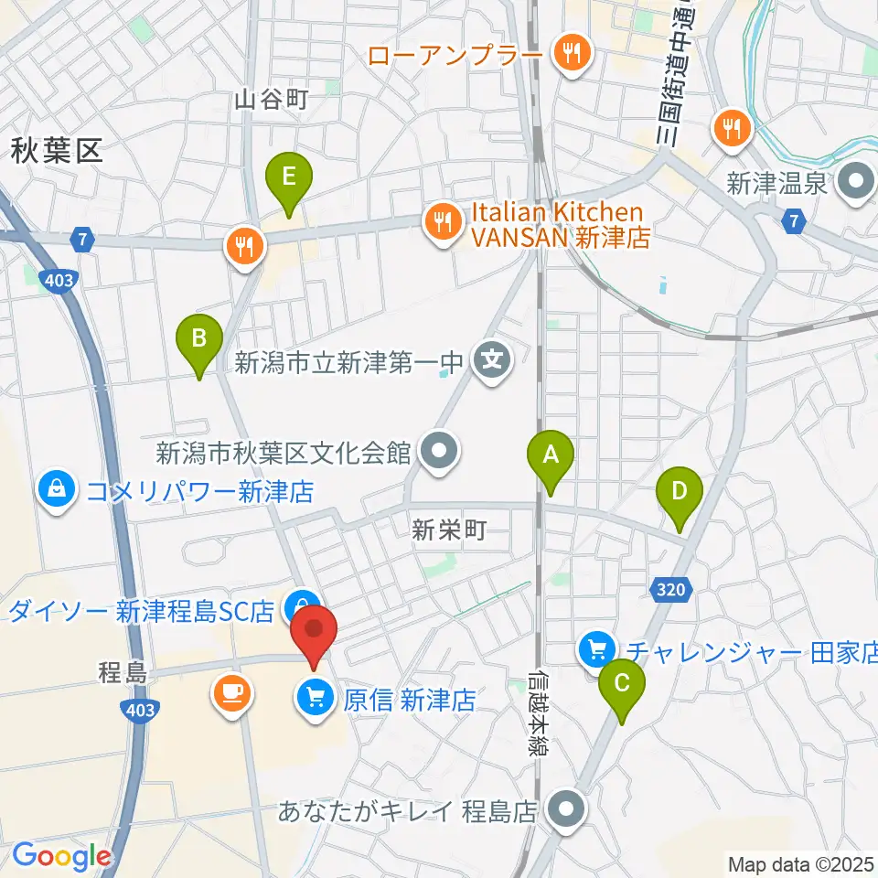 新津総合センター ヤマハミュージック周辺のコンビニエンスストア一覧地図