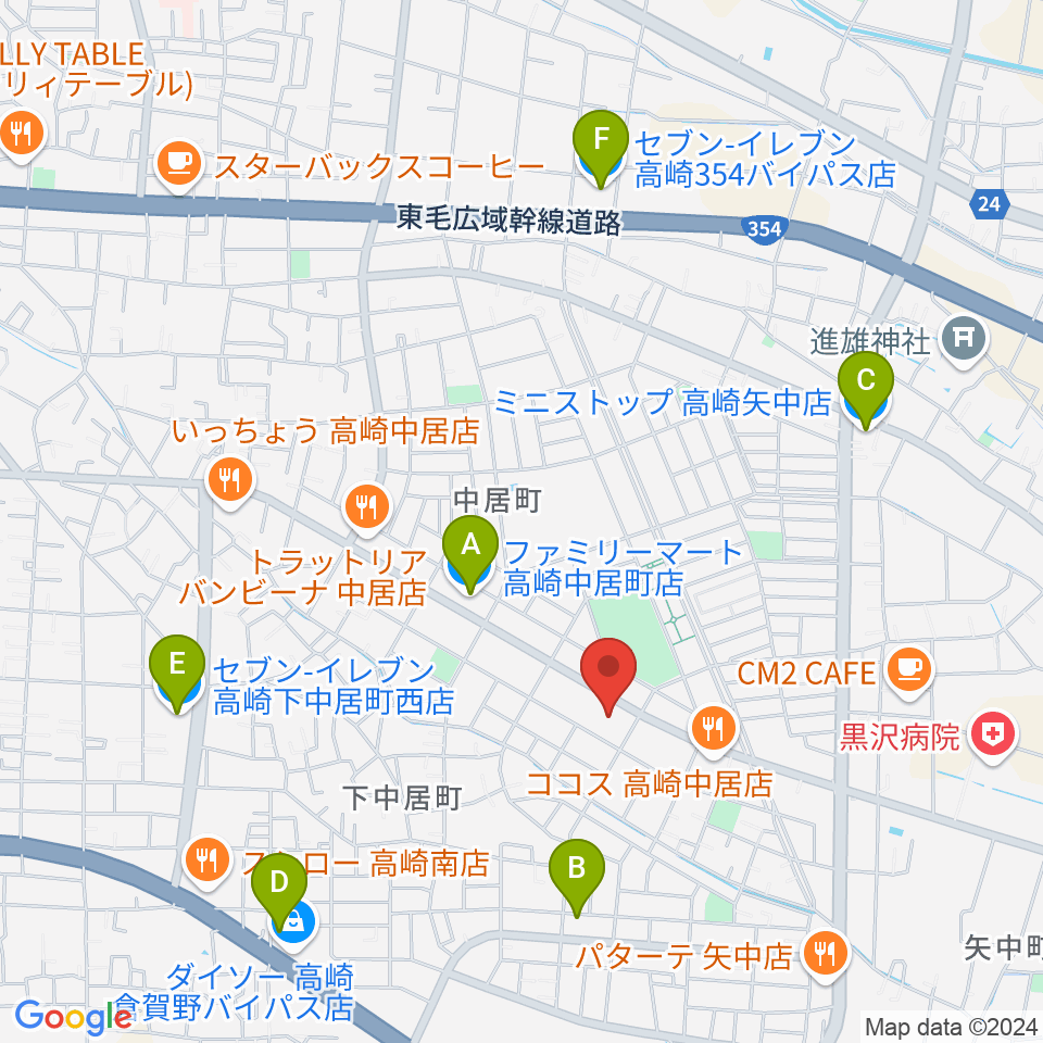 なかい総合センター ヤマハミュージック周辺のコンビニエンスストア一覧地図