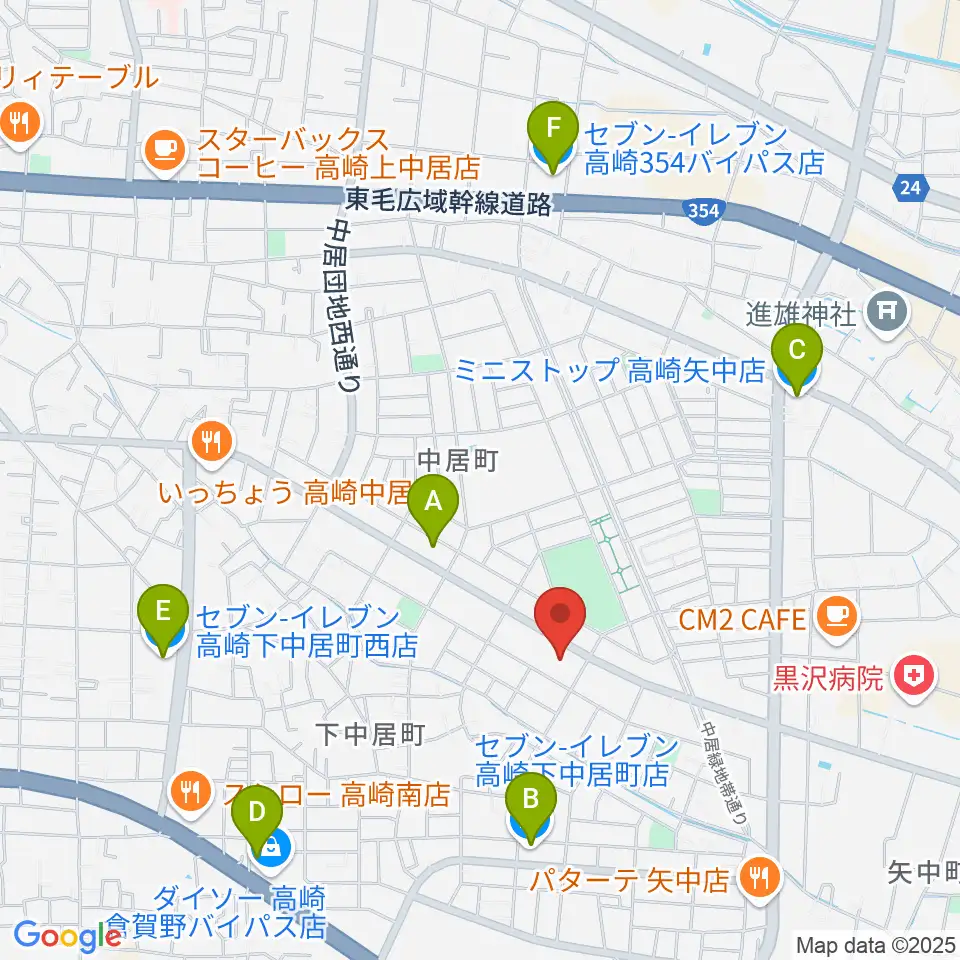 なかい総合センター ヤマハミュージック周辺のコンビニエンスストア一覧地図