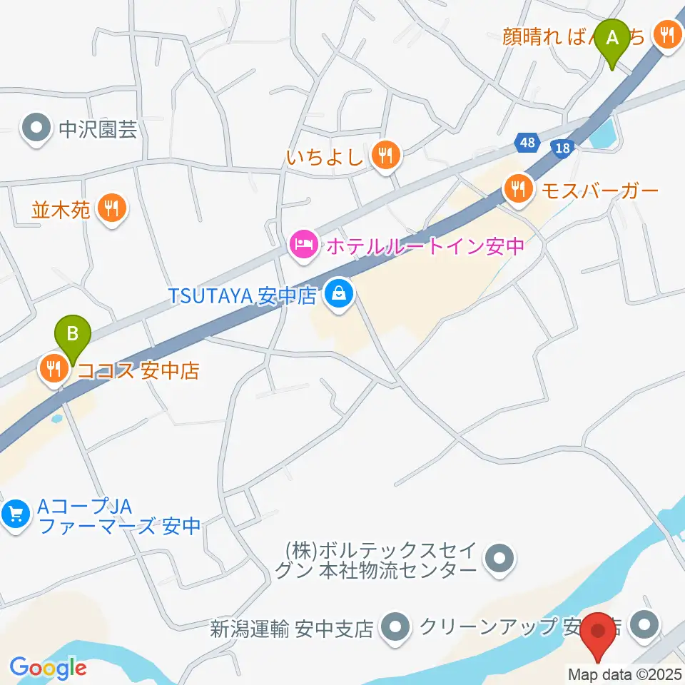 あんなか総合センター ヤマハミュージック周辺のコンビニエンスストア一覧地図