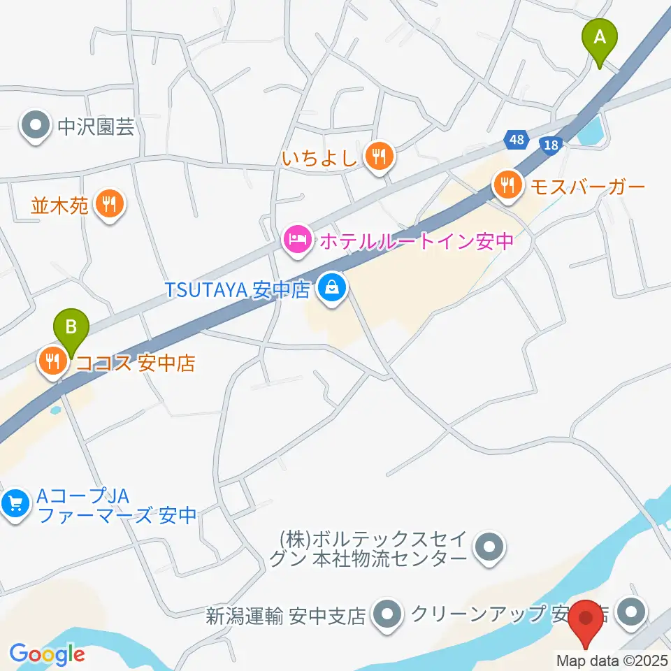 あんなか総合センター ヤマハミュージック周辺のコンビニエンスストア一覧地図