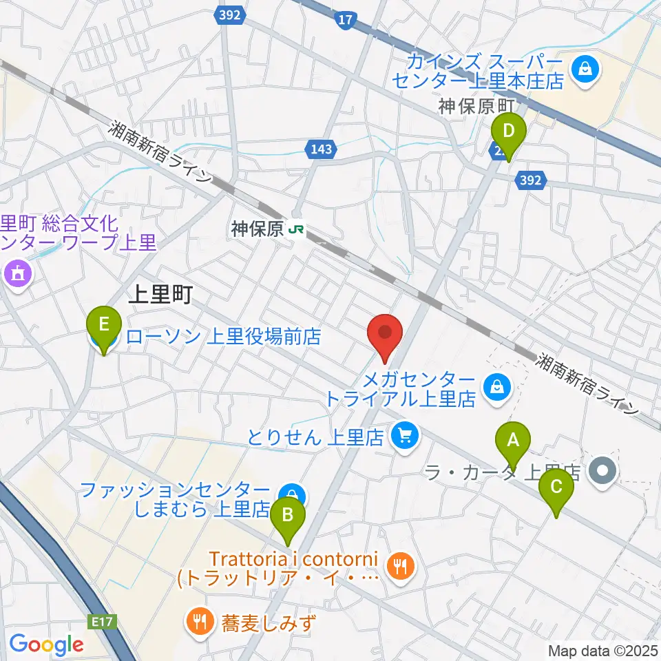 本庄かみさと総合センター ヤマハミュージック周辺のコンビニエンスストア一覧地図