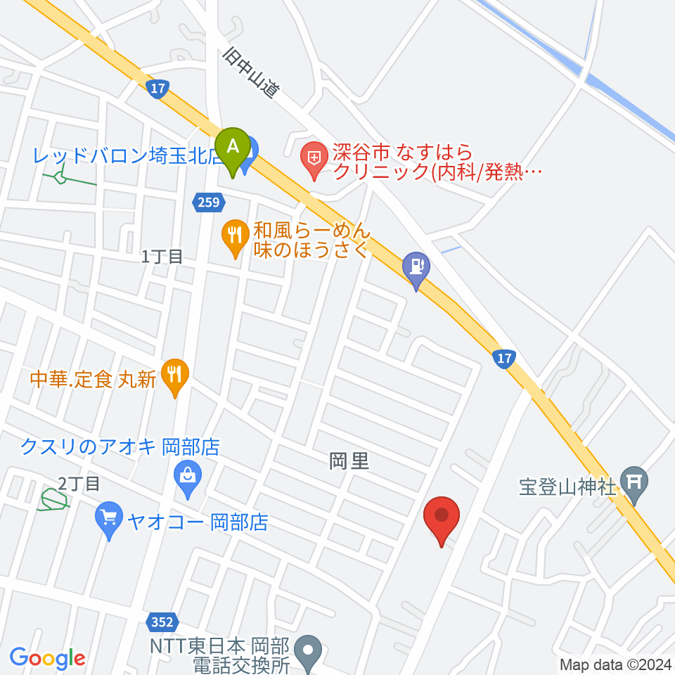 深谷みらい総合センター ヤマハミュージック周辺のコンビニエンスストア一覧地図