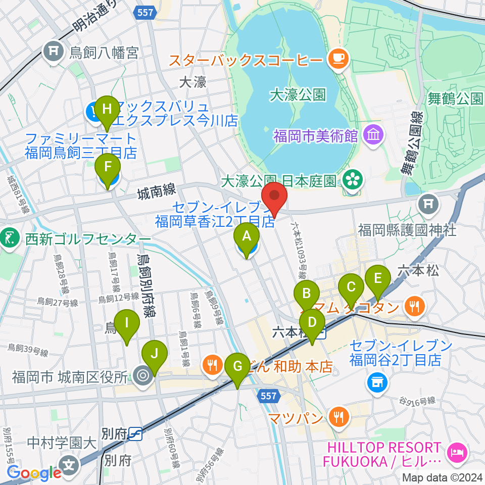 アルト・クレフ大濠周辺のコンビニエンスストア一覧地図