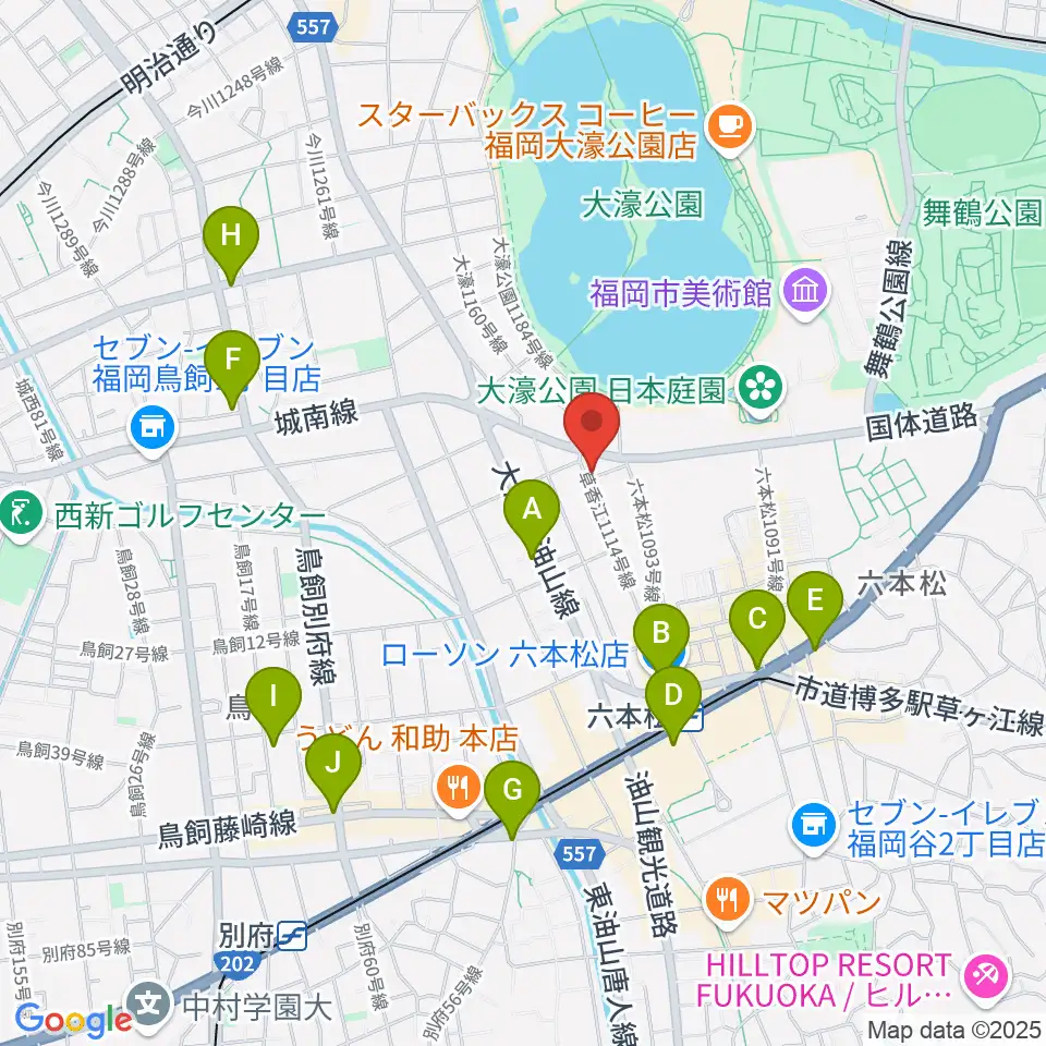アルト・クレフ大濠周辺のコンビニエンスストア一覧地図