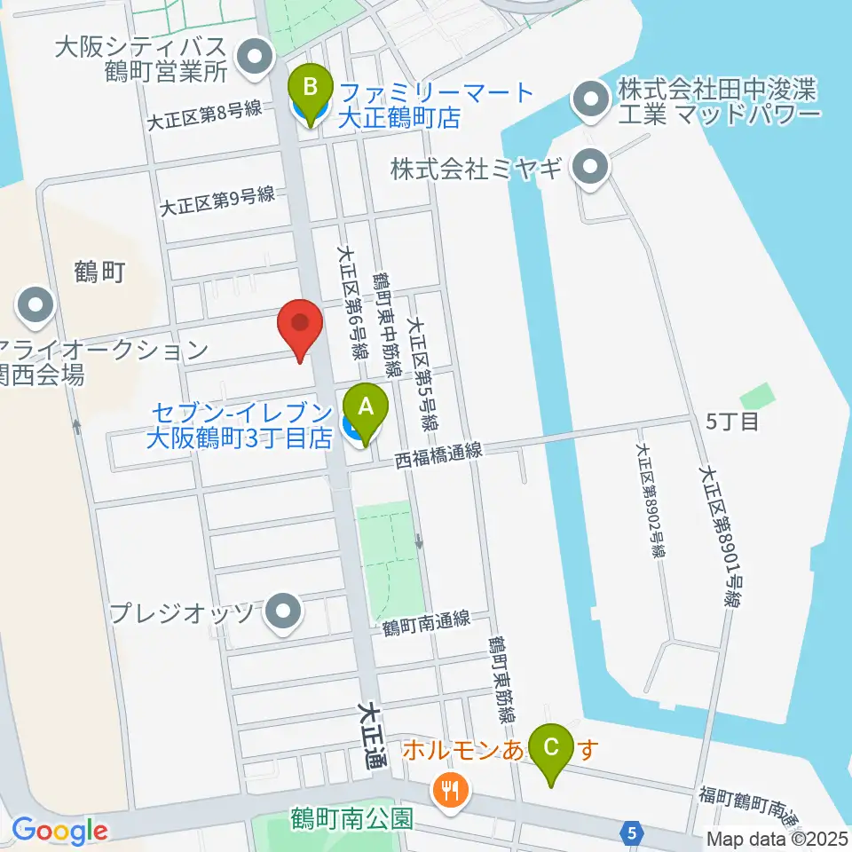 西部ピアノ大阪周辺のコンビニエンスストア一覧地図